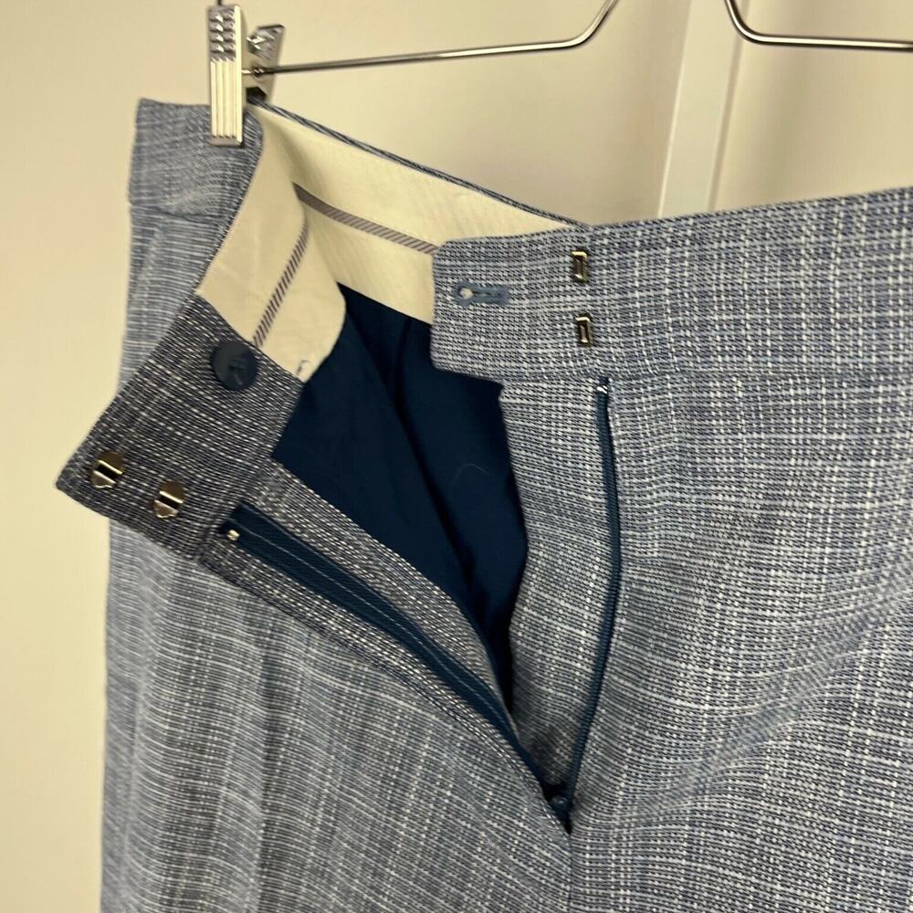 TALBOTS Size 16 Flat Front Trousers Pants Tweedy Woven Fabric Lined Blue - Picture 6 of 9